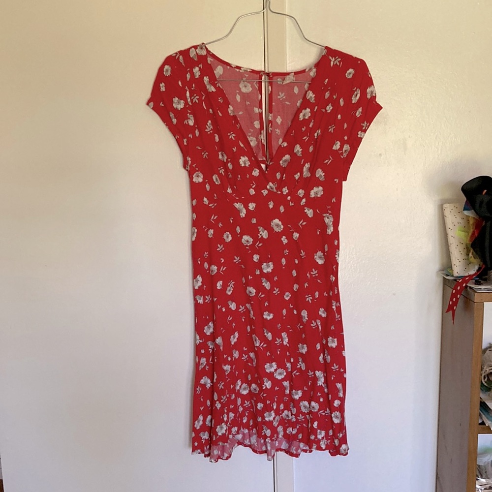 Free people red floral dress size 0